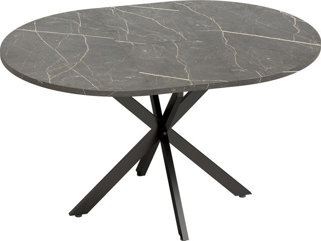 HOMCOM Esstisch ausziehbar rund in Schwarz und Grau im Industrie-Stil mit Spinnenbein aus Stahl, B/D: 100 cm bis 135 cm x 100 cm - Bild 1