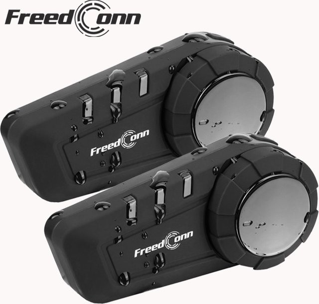 Freedconn Motorrad-Gegensprechanlage Bluetooth Helm-Headset in Schwarz für bis zu 6 Fahrer mit 1000 m Reichweite und wasserdichter Moto-Gruppe - Bild 1