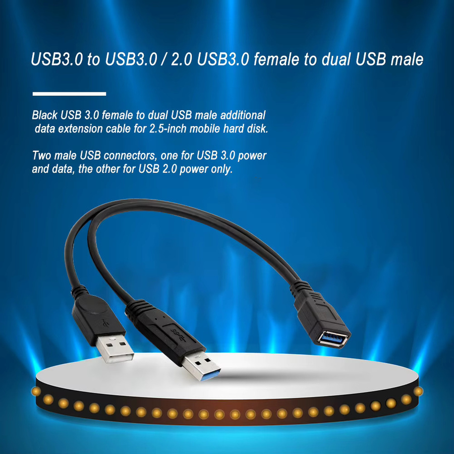 ALLOYSEED USB 3.0 Splitter Verlängerungskabel mit Dual USB Typ A Buchse auf USB Typ A Stecker, Schwarz - Bild 5