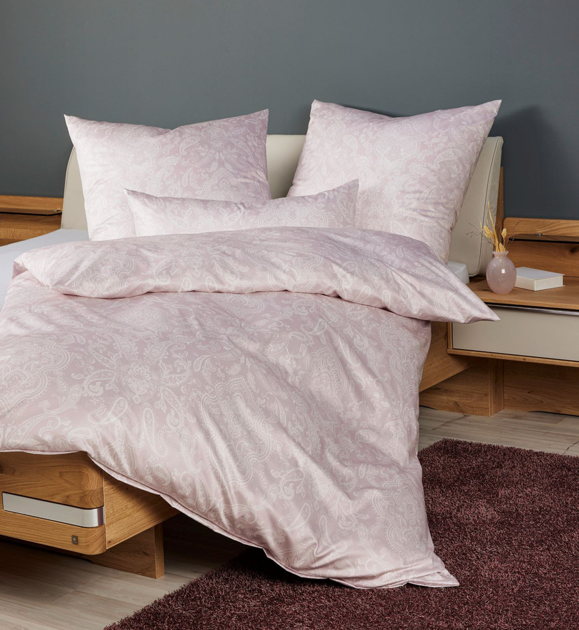 Milano 45108 Bettwäsche aus Mako-Satin mit floralem Design in Grün, Blau und Pink, B/H: 135 x 200 cm und 80 x 80 cm - Bild 1