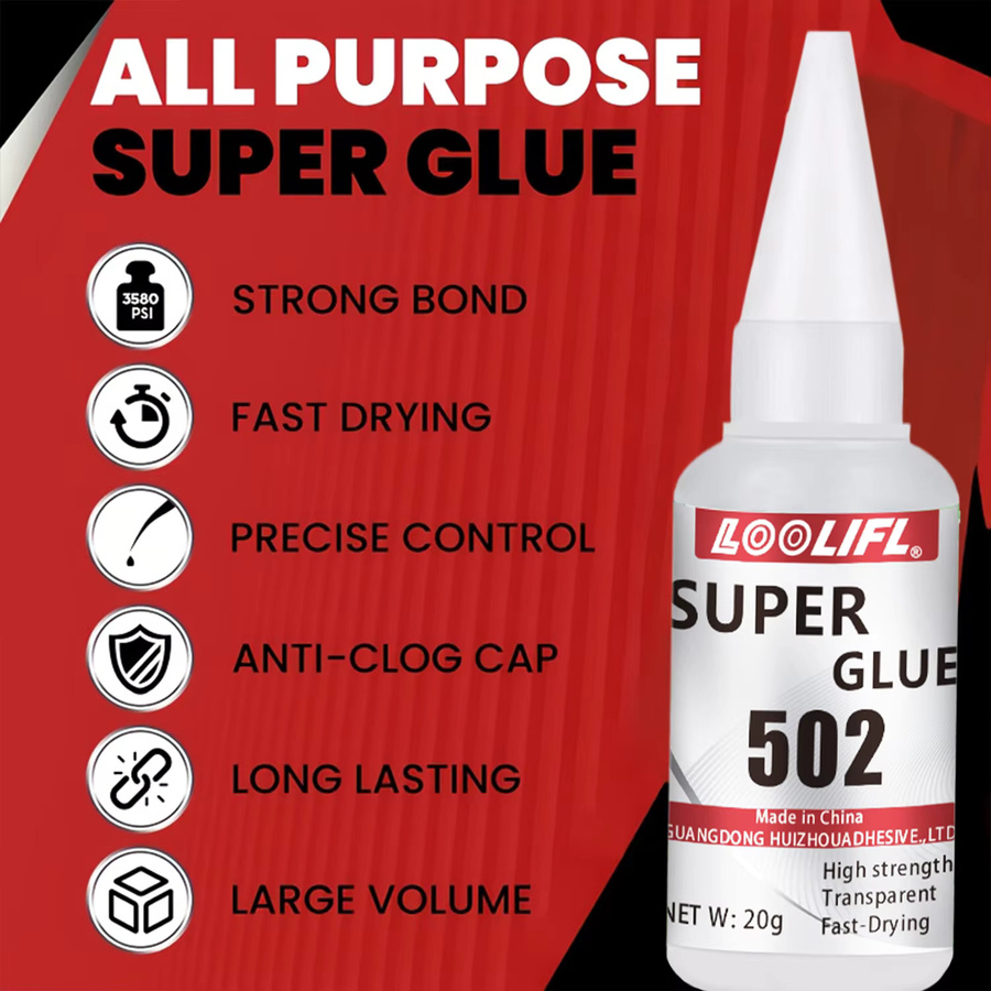 LOOLIFL 502 Superkleber Cyanacrylat, schnell trocknender Sofortkleber für Leder, Gummi, Holz, Metall, Glas, Keramik und Kunststoff, 20 g - Bild 5