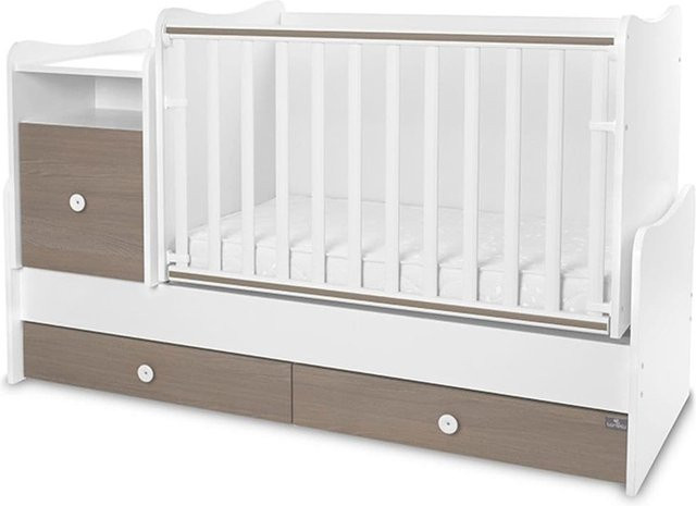 Lorelli Babybett Trend Plus Kinderbett mit Schreibtisch und Schubladen in Weiß und Beige, B/T/H: 160 x 70 x 70 cm - Bild 1