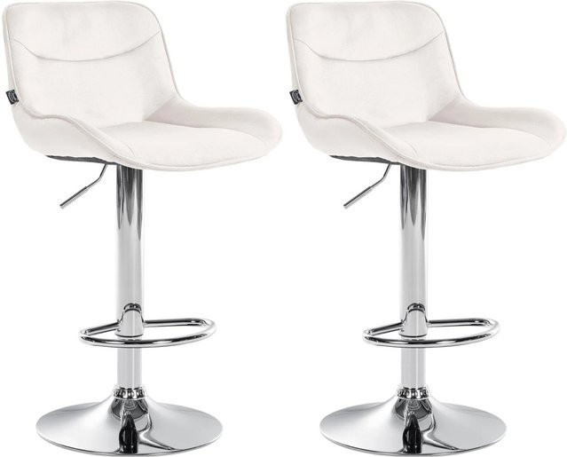 DELUKE Barhocker 2er Set TAMPA Barstühle mit Lehne aus Samt in Creme mit Chromgestell und 360 Grad Drehsitz - Bild 1