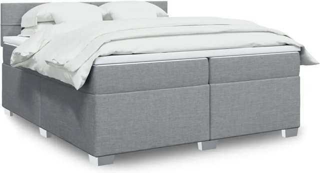 vidaXL Boxspringbett mit Matratze in Hellgrau, Hybridbett mit USB-Ladeport und Unterbettbeleuchtung, B/T: 200 x 200 cm - Bild 1