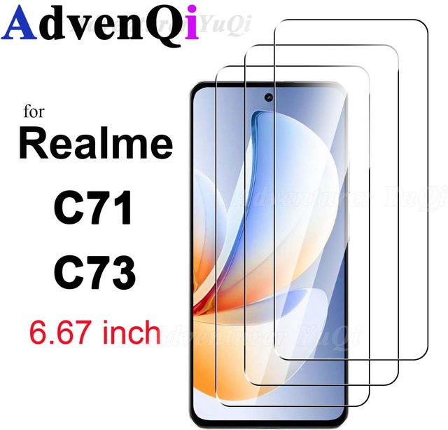 AdvenQi Displayschutzfolie aus gehärtetem Glas für OPPO Realme C71 C73, 6,67 Zoll, transparent, HD, 9H, kratzfest und case-freundlich - Bild 1