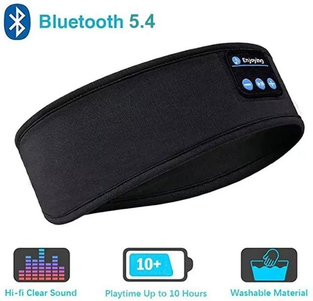 YJMP Electronic Schlafkopfhörer Bluetooth 5.4 Stirnband mit Augenmaske und HD-Stereo-Lautsprechern in Schwarz - Bild 1