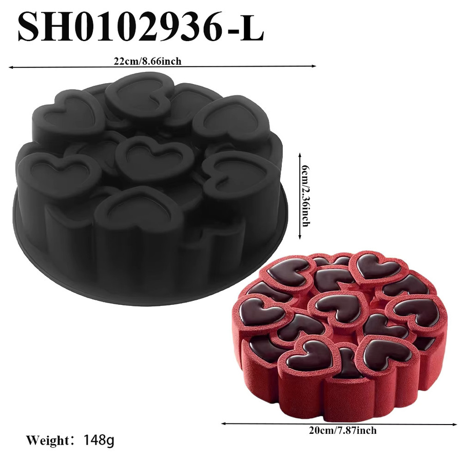 SHENHONG Silikon Backform Herzform für Mousse und Gebäck - Bild 3