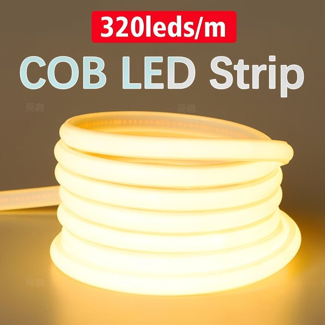 CHNAITEKE COB-LED-Streifenlicht in Warmweiß mit Silikon-Hülle für Garten, Schlafzimmer und Küche, 220 V - Bild 1