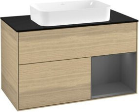 Villeroy & Boch Waschtischunterschrank Finion mit Abdeckplatte in Anthrazit und Veneer, B: 100 cm, T: 50,1 cm - Bild 1