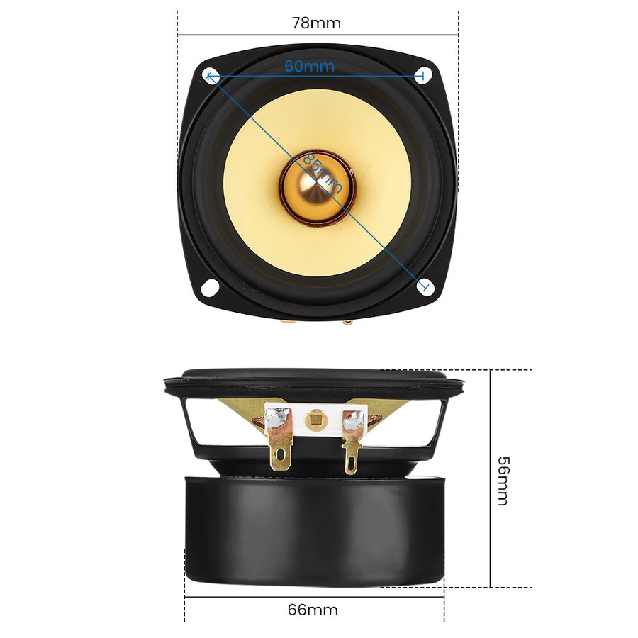 AIYIMA 2er Set Tragbare 3 Zoll Breitband-Lautsprecher, 25W HiFi Bullet Regallautsprecher, Schwarz - Bild 3