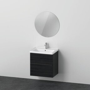 Duravit D-Neo Badezimmer-Möbelset mit Waschtisch-Unterbau und Universal Licht Spiegel in Eiche Schwarz, B: 65 cm - Bild 1