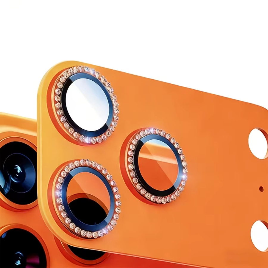 NNBILI Diamant-Linsenschutzhülle für iPhone 17 Pro und iPhone 17 Pro Max in Orange - Bild 4