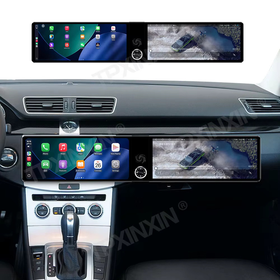 TPXINXIN Android Autoradio mit 24,6-Zoll-Touch-Dual-Screen für VW Volkswagen Magotan CC 2012-2016 inklusive GPS, Android Auto und CarPlay in Schwarz - Bild 2