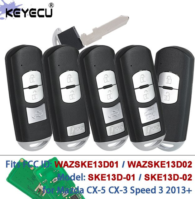 KEYECU Smart Remote Autoschlüssel mit ID49 Chip für Mazda CX-5 CX-3 Speed 3, 315 MHz, Schwarz - Bild 1