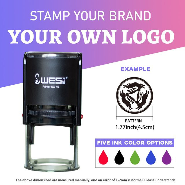 Personalisierter Selbststempel mit individuellem Bild, Logo oder Portrait – runder Selbststempel mit schwarzer Tinte - Bild 1