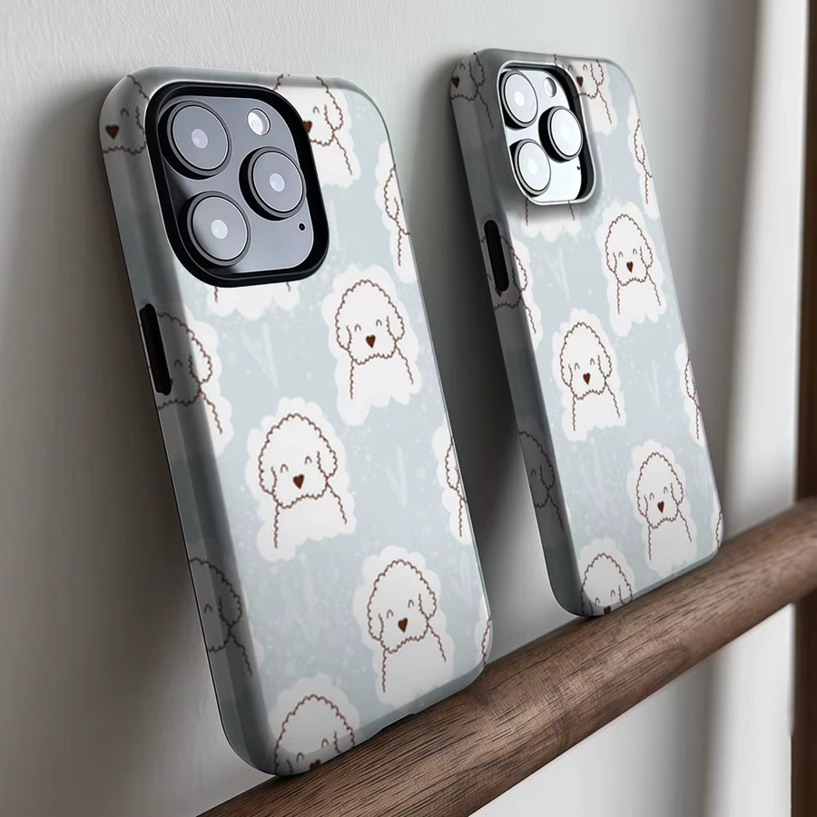 CaseLumi Matte Bumper MagSafe Hülle für iPhone 17 16 15 14 13 Pro Max mit weißem Pudelmotiv in Weiß und Multicolour - Bild 2