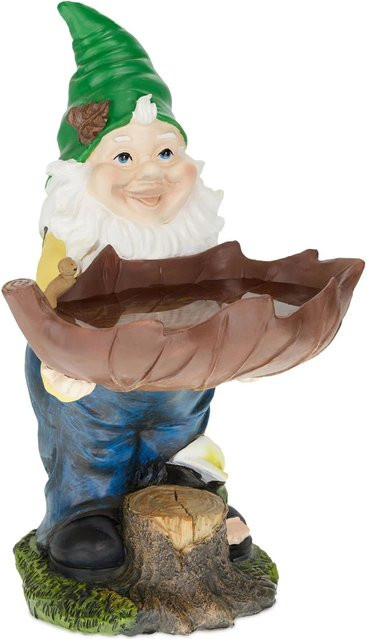 Relaxdays Gartenzwerg aus Polyresin in Bunt mit Vogeltränke, Frostsicher, Höhe: 36 cm, Breite: 22 cm, Tiefe: 22 cm - Bild 1