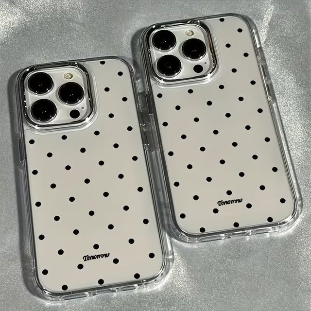 Stoßfeste Handyhülle mit minimalistischem gepunktetem Design in Schwarz für iPhone 11 bis iPhone 17 Air Modelle - Bild 1