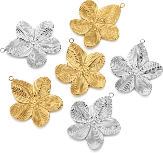 Semorilry Charms Anhänger, Edelstahl, Gold, Blume, Unisex - Bild 1