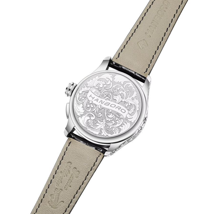 HANBORO Armbanduhr Automatik, Edelstahl, Saphirglas, Leder, Herren - Bild 5