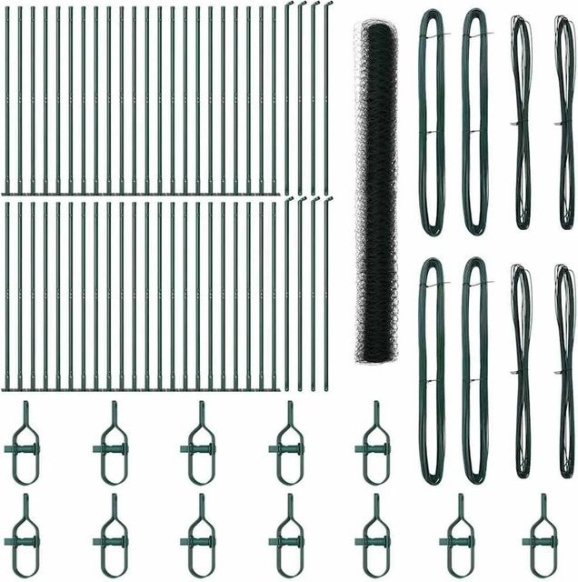 vidaXL Zaunpfosten aus Stahl und PVC in Grün, Höhe: 150 cm, Maschenweite: 32 mm - Bild 1