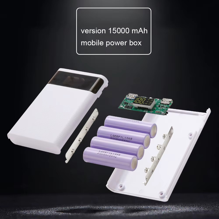 Kebidumei DIY Power Bank Gehäuse für 4x 18650 Batterien mit Dual USB und Typ C Schnittstelle in Schwarz oder Weiß - Bild 3