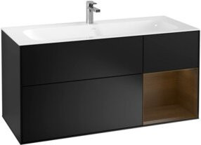V&B Waschtischunterschrank Finion in Walnuss und blau lackiert, Breite: 119,6 cm, Tiefe: 49,8 cm - Bild 1