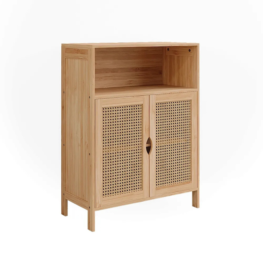 Vicco Midischrank Liora aus Bambus in Beige und Gelb mit Rattan-Optik, B/H: 60 x 80 cm - Bild 2