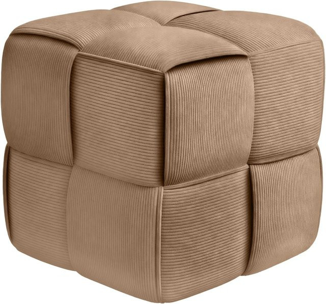 DELUKE Sitzhocker GIROS Polsterhocker aus Cord in Taupe, B/T/H: 40 x 40 x 40 cm - Bild 1