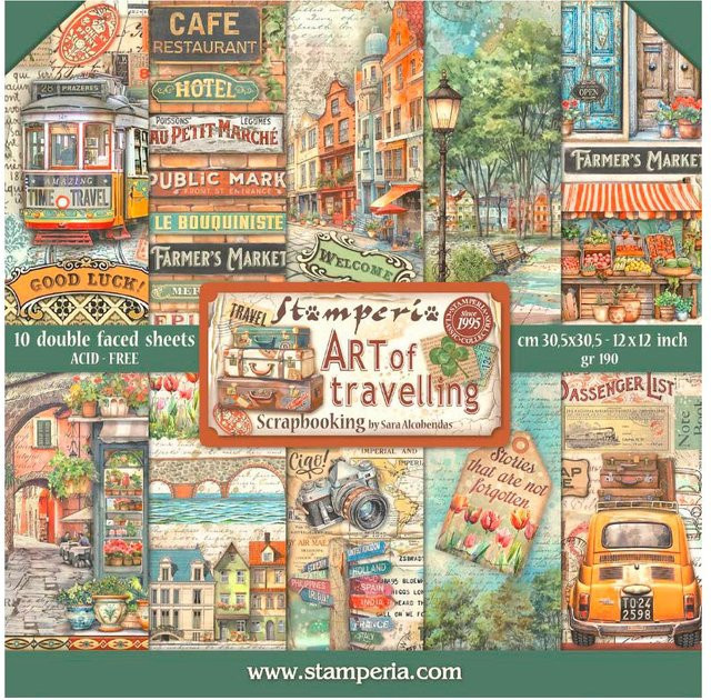 Stamperia Scrapbook-Block Art of Travelling in Multicolor - Bild 1