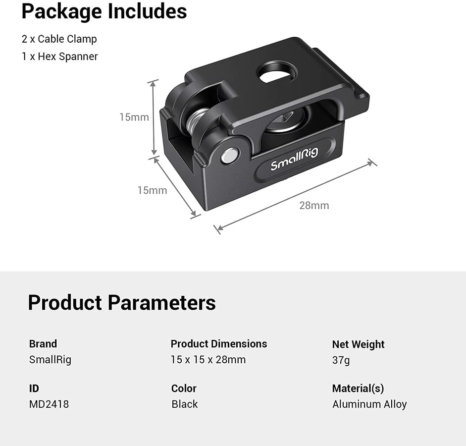 SmallRig Universal-Federkabelklemme, 2 Stück, Schwarz - Bild 4
