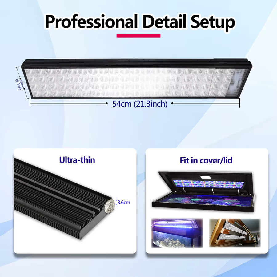 PopBloom Wifi Marine Aquarium Licht, Vollspektrum LED Aquarium Lampe mit Timer für Korallenriff SPS/LPS Aquarien, Farbe: Schwarz, Breite: 60 cm - Bild 4