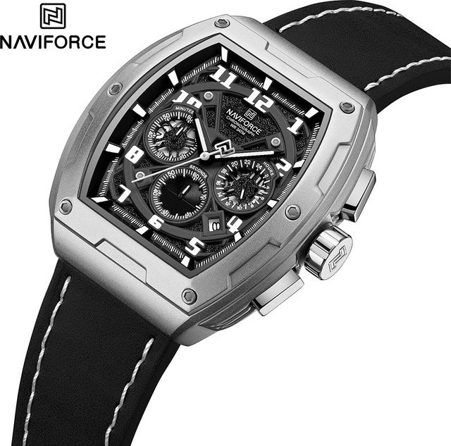 NAVIFORCE Chronograph, Quarz, Lederarmband, Schwarz, Herren - Bild 1