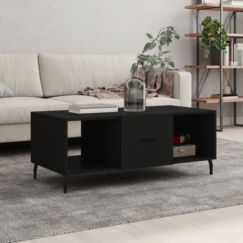 Moderner Couchtisch von Vidaxl in Schwarz aus Holzwerkstoff und Metall, Rechteckig, B/T/H: 102 x 50 x 40 cm - Bild 1