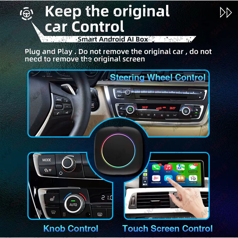 AKAMATE Android Wireless CarPlay und Android Auto AI Box für BMW ID6 ID7 ID8 ID9, Schwarz - Bild 3