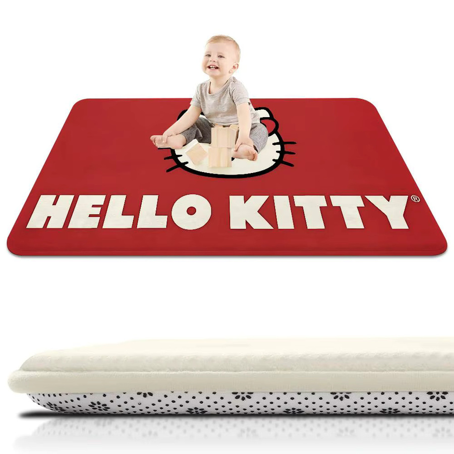 Kayou Hello Kitty Bodenmatte Rot, saugfähige Fußmatte für Badezimmer, Küche und Eingangsbereich, B/T: 60 x 40 cm - Bild 3