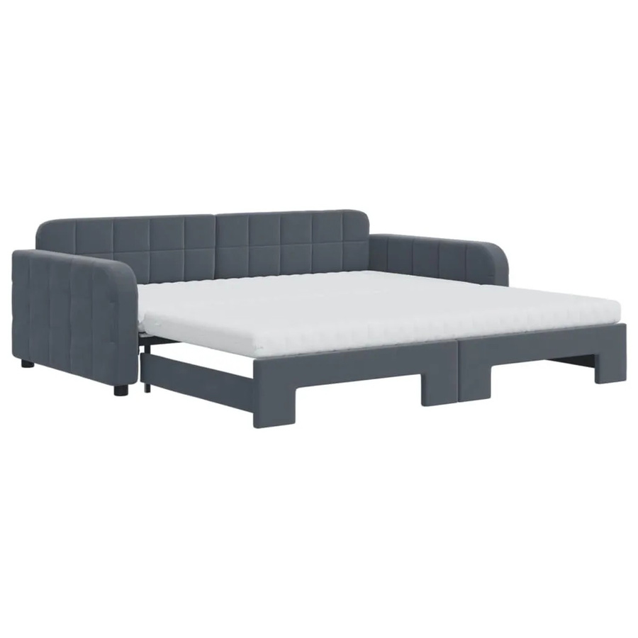 vidaXL Tagesbett aus Samt mit Matratze Dunkelgrau, ausziehbar mit Schublade, B/T/H: 100–120 x 200 x 71 cm - Bild 2