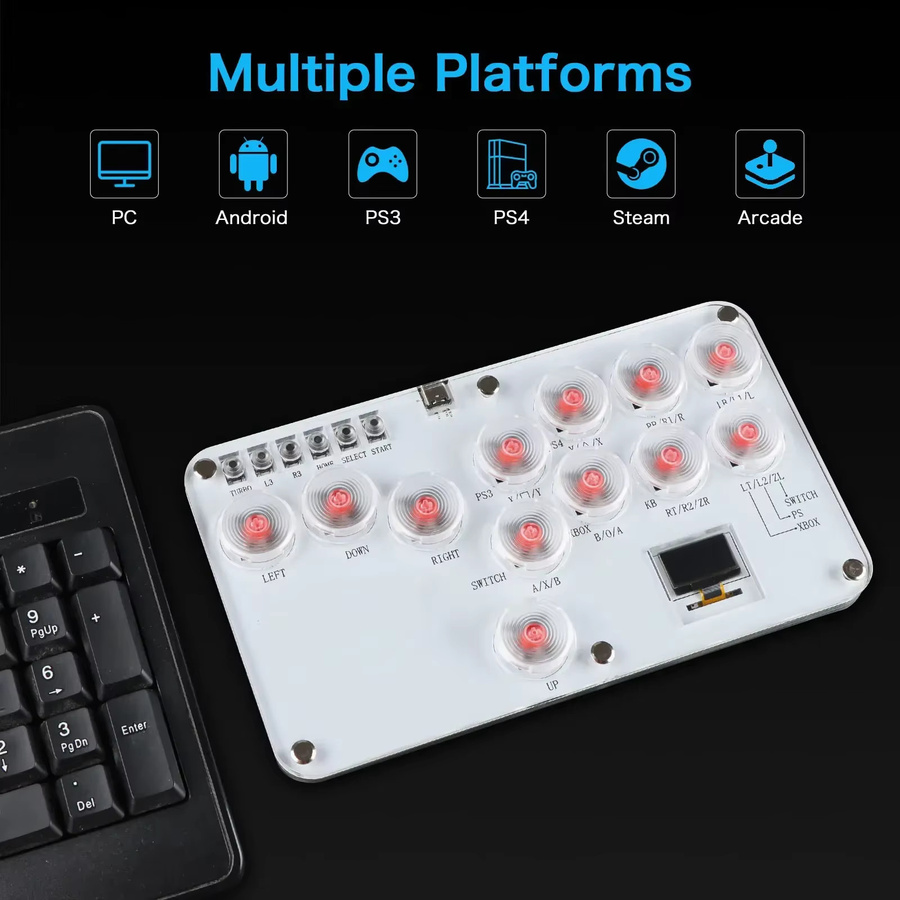 Ammtoo Arcade Joystick Hitbox Hebelloser Controller für PC, PS4, PS5 und Nintendo Switch in Weiß - Bild 5