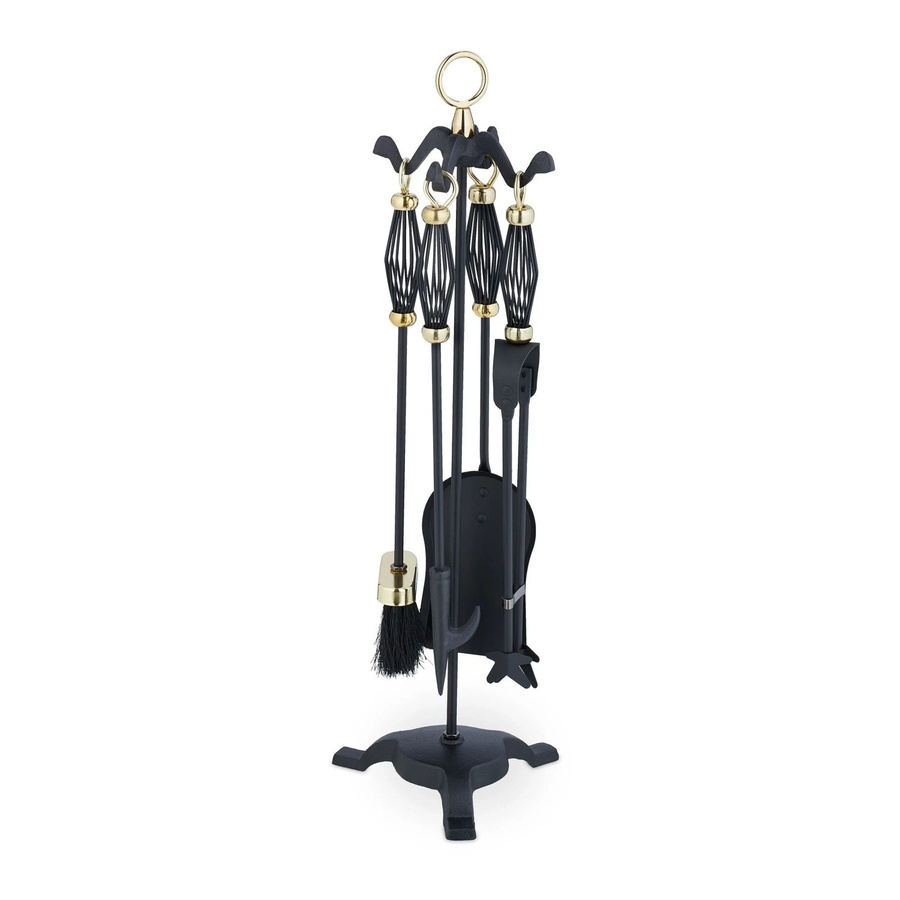 Relaxdays Kaminbesteck aus Eisen in Schwarz und Gold, 5-teilig, B/T/H: 68 x 20 x 20 cm - Bild 2