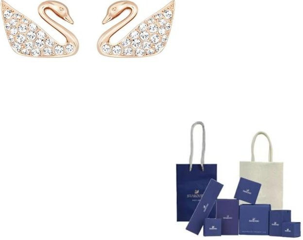Swarovski Ohrstecker Schwan, Roségold, Kristall, Damen - Bild 1