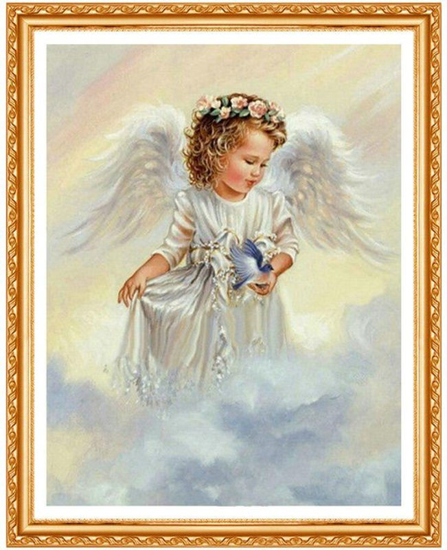 FIYO Diamond Painting Set Engel Motiv für Kinder, 3D DIY Kreuzstich Dekoration mit Strass, mehrfarbig, B x H: 30 x 20 cm - Bild 1