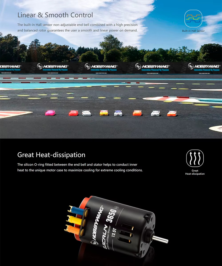 Hobbywing Bürstenloser Motor mit Sensor, 3,17 mm Welle, Plug-and-Play für RC 1/10 1/12 Auto - Bild 2