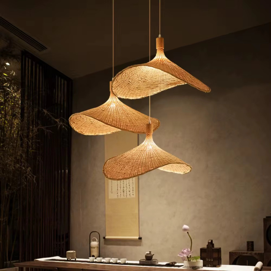 JOYINLED Bambus Pendelleuchte in Braun im Boho-Stil für Schlafzimmer und Hotel - Bild 2