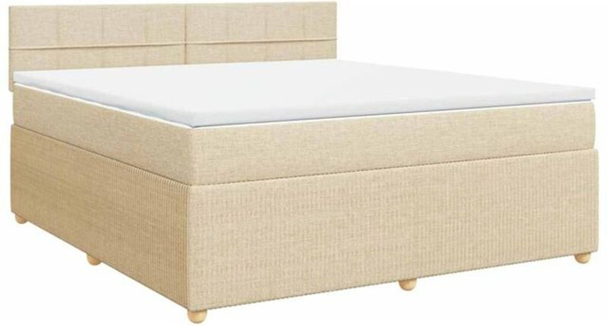 vidaxl Boxspringbett mit Matratze aus Stoff in Creme, B/T/H: 180 x 200 x 100,5 cm - Bild 1