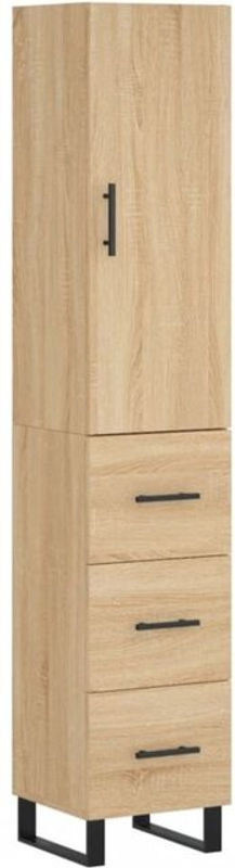 Vidaxl Highboard Sonoma-Eiche in Braun aus Holzwerkstoff und Metall mit Drehtüren, B/T/H: 34,5 x 34 x 180 cm - Bild 1