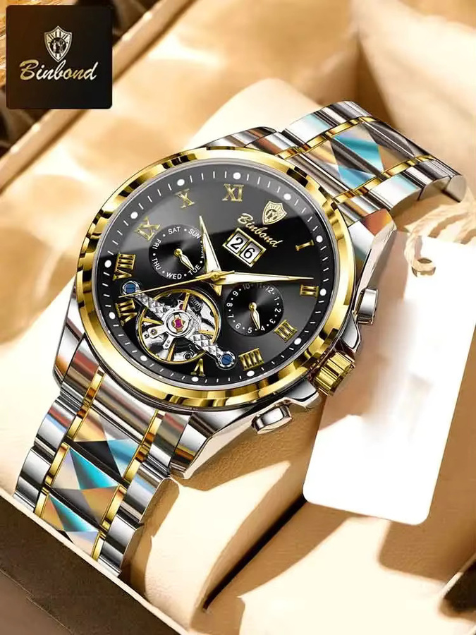 BINBOND Armbanduhr Automatik, Edelstahl, Blau, Herren - Bild 7