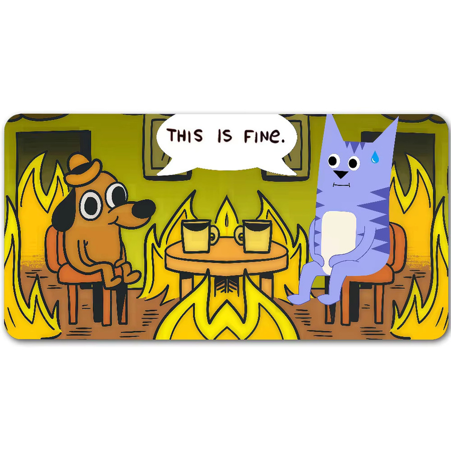 Großes Mauspad This Is Fine Dog in Multicolour, rutschfeste Schreibtischunterlage aus Gummi für PC und Laptop - Bild 6