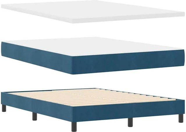 vidaXL Boxspringbett mit Matratze Dunkelblau B/T: 140 x 200 cm - Bild 1