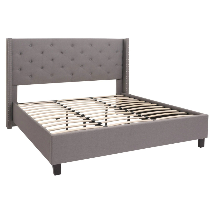 MCW Polsterbett N59 Doppelbett mit Lattenrost aus Massivholz und Stoff in Grau, B/T/H: 180 x 200 cm - Bild 3