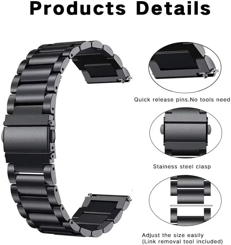 Uhrenarmband Edelstahl, 22 mm, Unisex - Bild 2